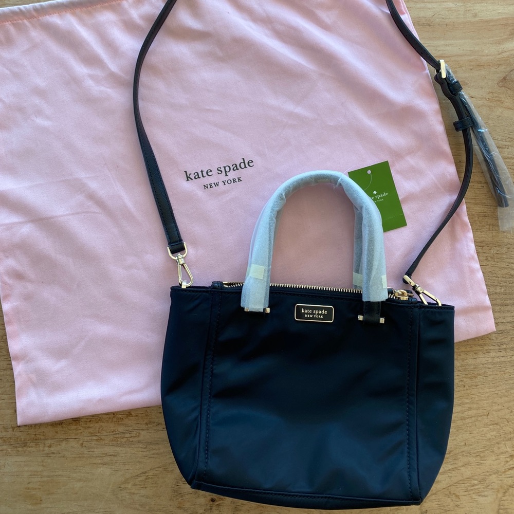 NWT Kate Spade Black Nylon Dawn Satchel